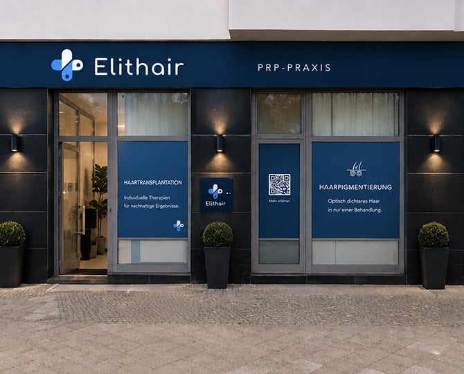 Außenansicht des Elithair PRP Standort in Berlin