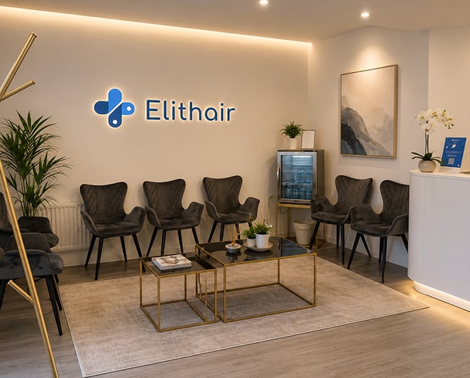 Der Wartebereich des Elithair PRP Standort in Düsseldorf