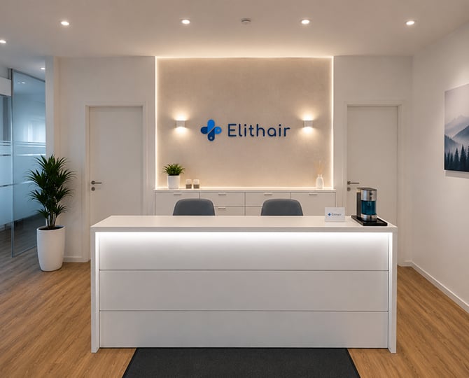 Der Lobbybereich von Elithair für den PRP Standort in München